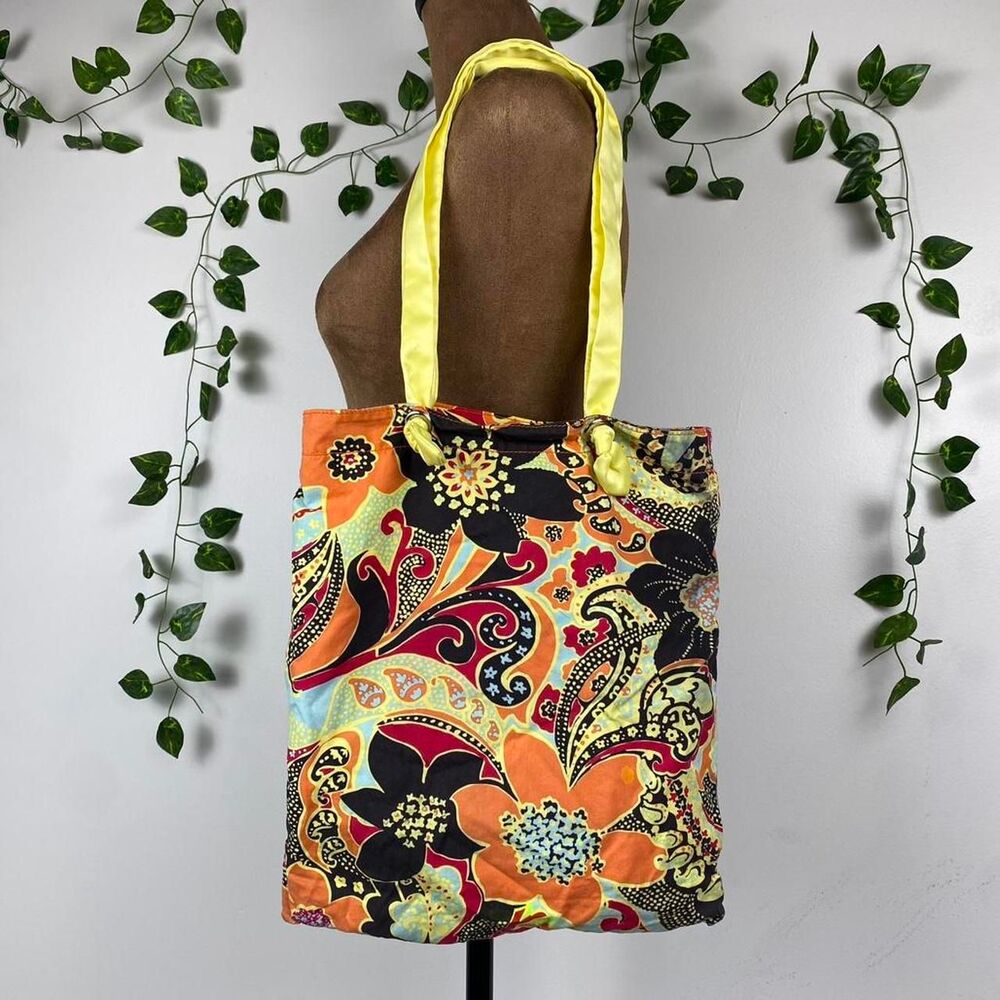 Y2k Old Navy tote book bag whimsy 2007 paisley floral 100% cotton fairy indie